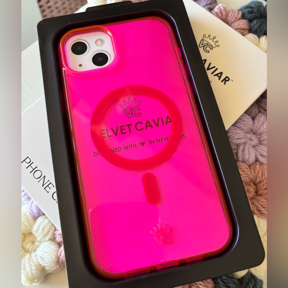 Velvet Caviar Neon Pink Clear iPhone 15 Plus Case